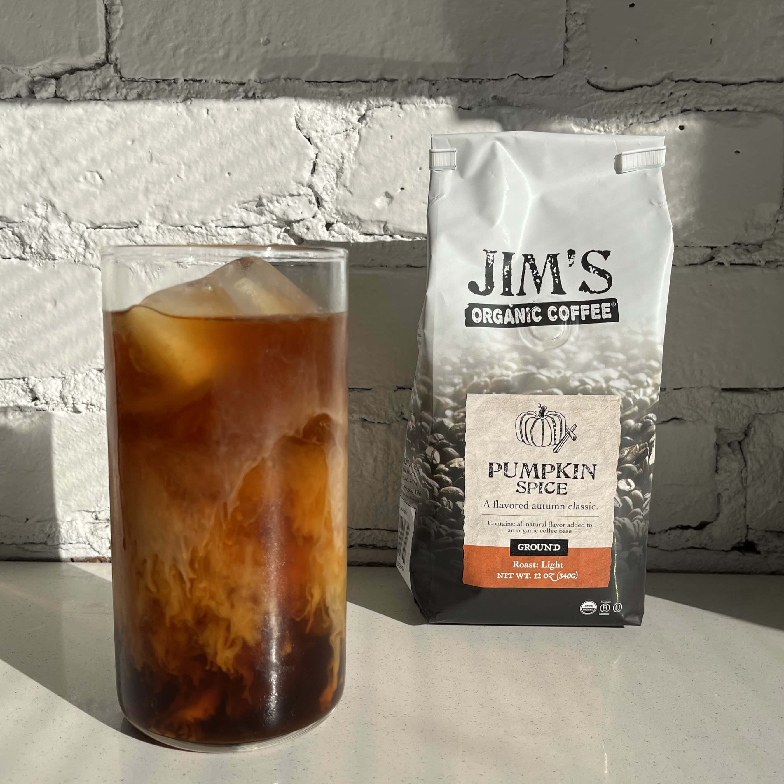 Organic Pumpkin Spice Cold Brew at Home Non Dairy Jim's Organic Coffee